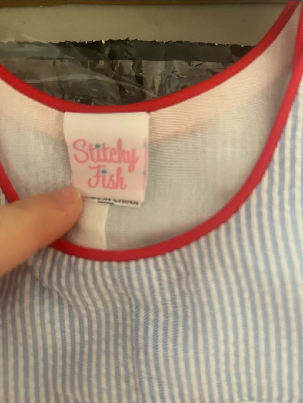Baby Boys stitchy fish American Dreamin’ Jon Jon with Red Trim 12mo